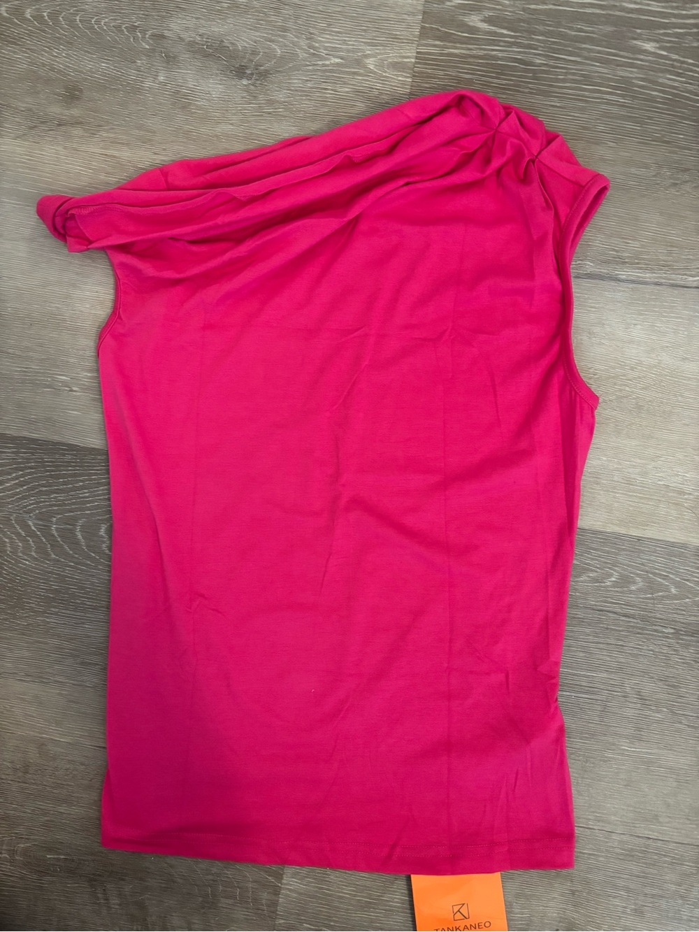 Tankaneo Women's Hot Pink One-Shoulder Blouse